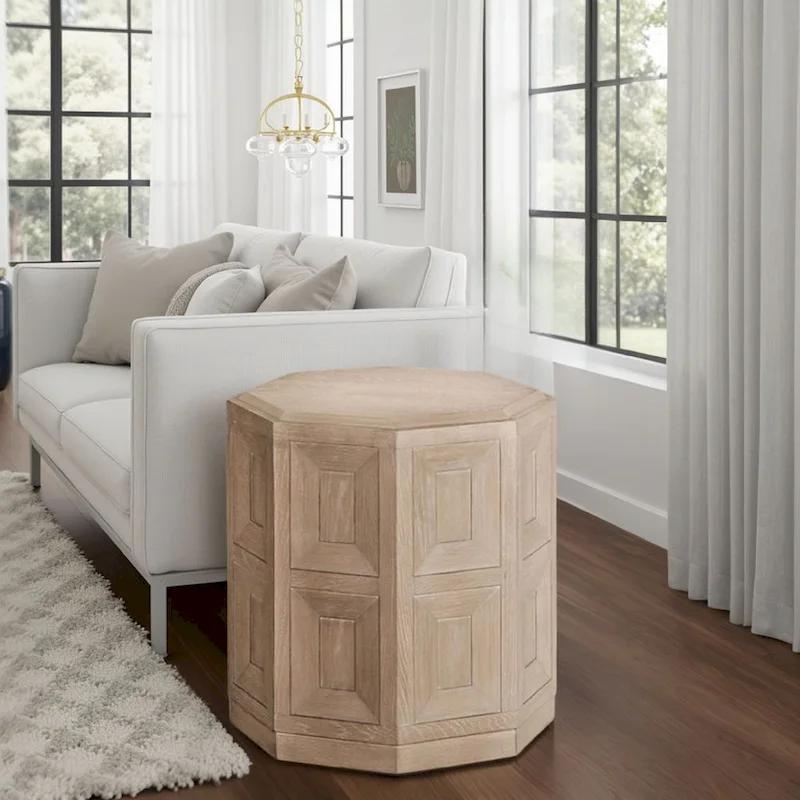 Accent Side End Table, Tawny Brown Wood, Rectangular 20 Inch