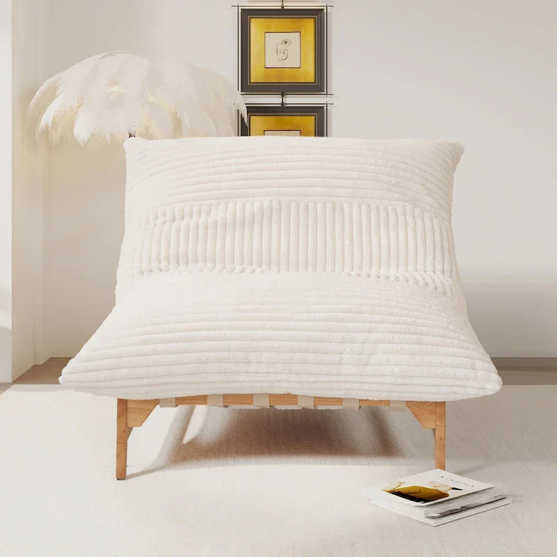 Bean Bag Accent Chair Large Plush Bean Bag Lounger with Solid Wood Frame Comfy Lounge Chair with Down Filling