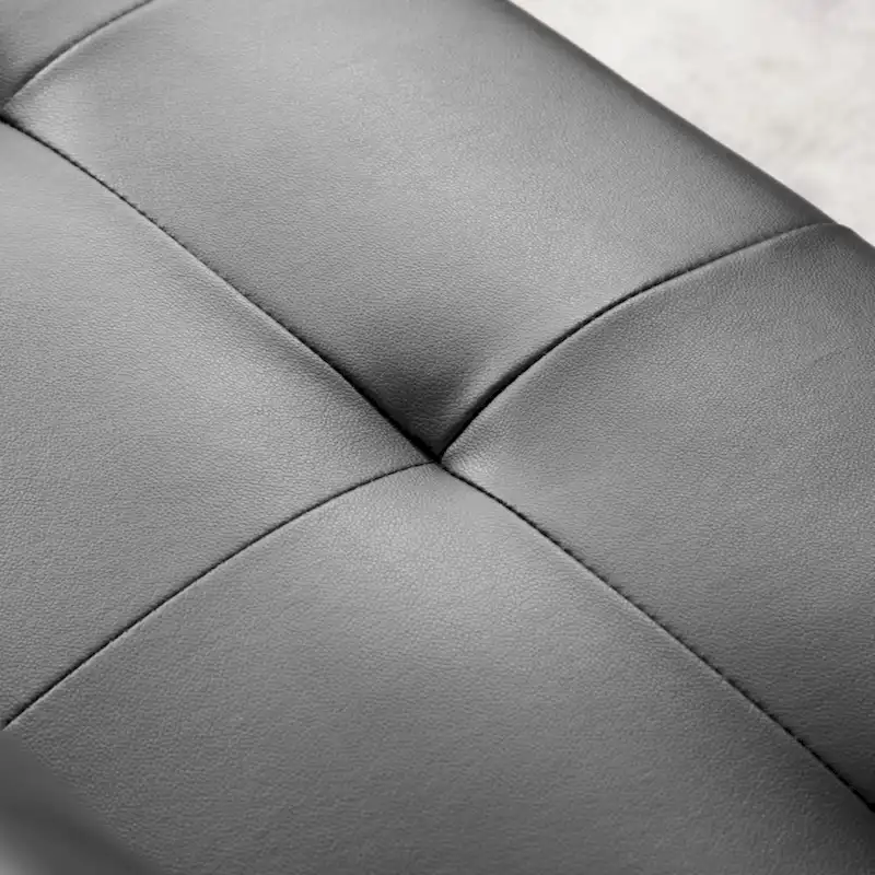 PU Upholstered Modern Convertible Folding Futon Sofa Bed Removable Armrests, Metal Legs, with 2 Cupholders