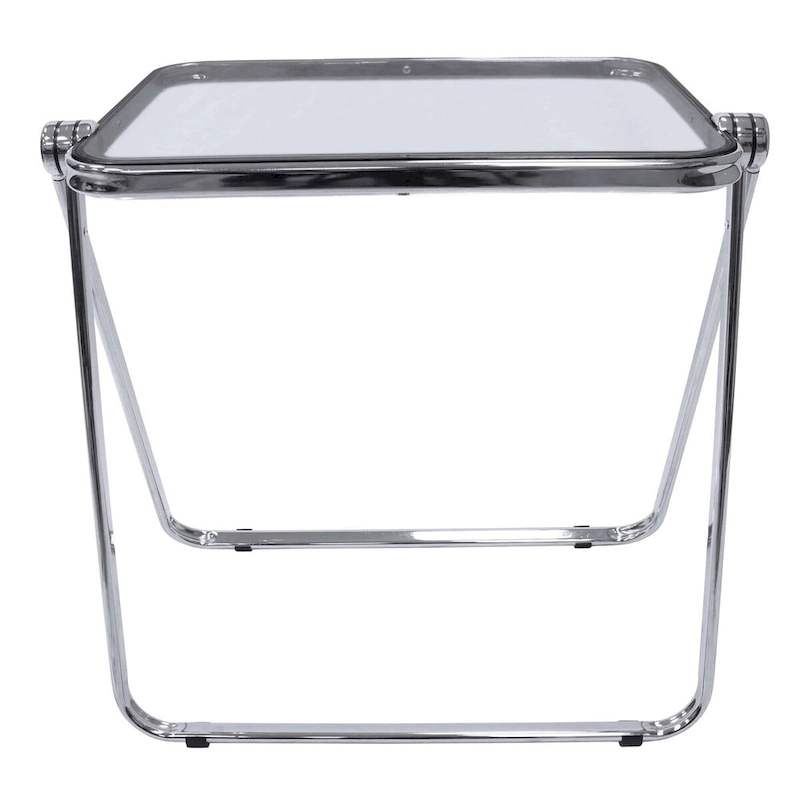 LeisureMod Lawrence Square Plastic Folding End Table with Iron Frame