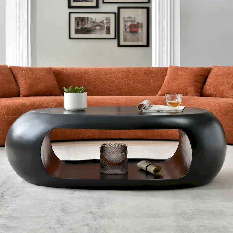 Fiberglass 48.42  Modern Oval Coffee Table for Living Room
