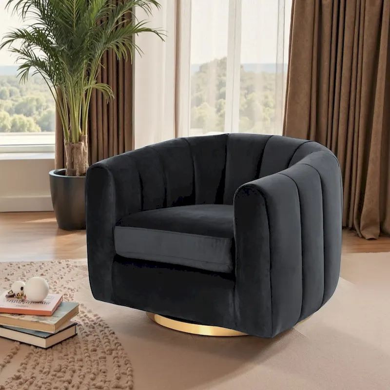 Cardiff Mid Century Modern Comfy Swivel Accent Chair