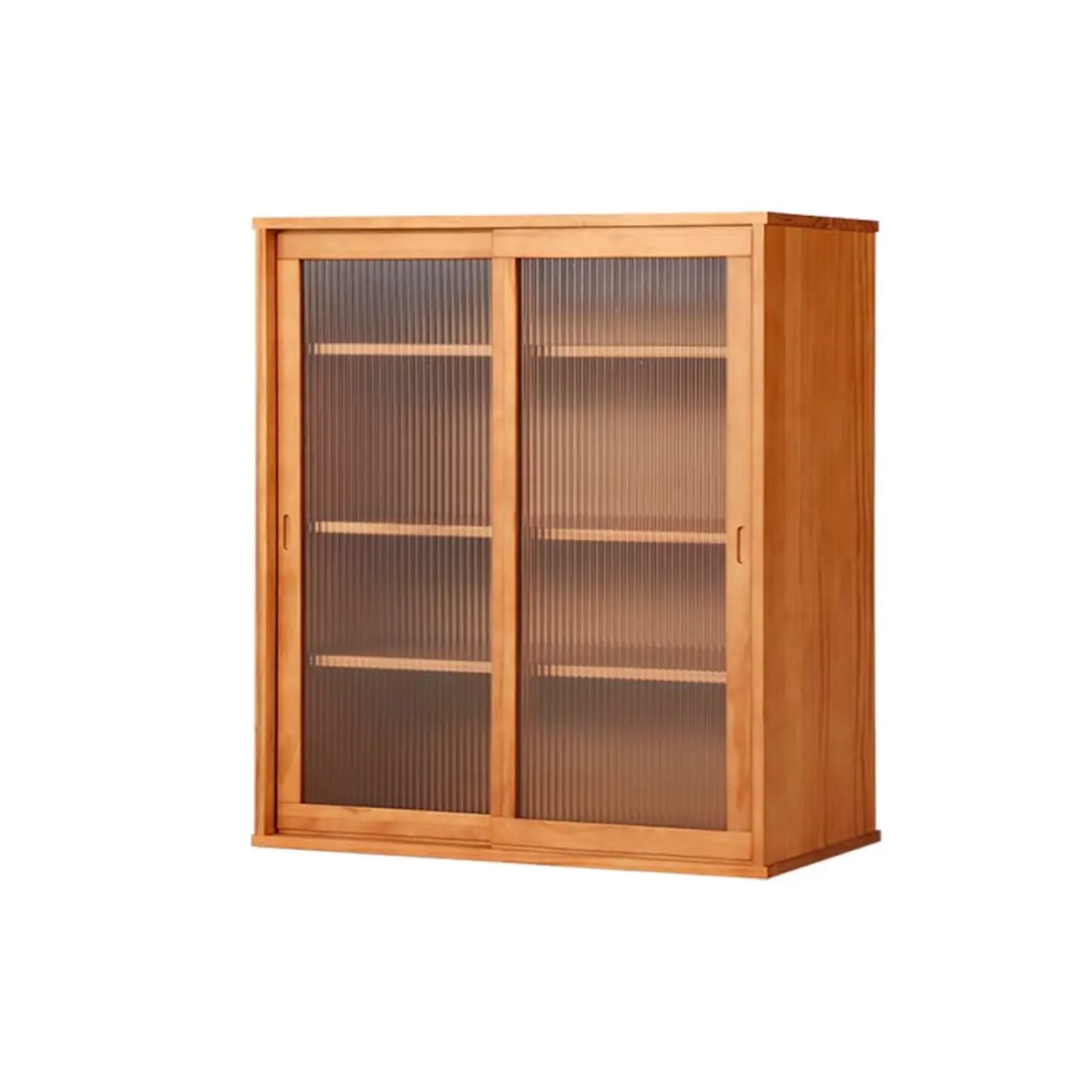 Modern Versatile Natural Wood Sliding Glass Door Storage Cabinet