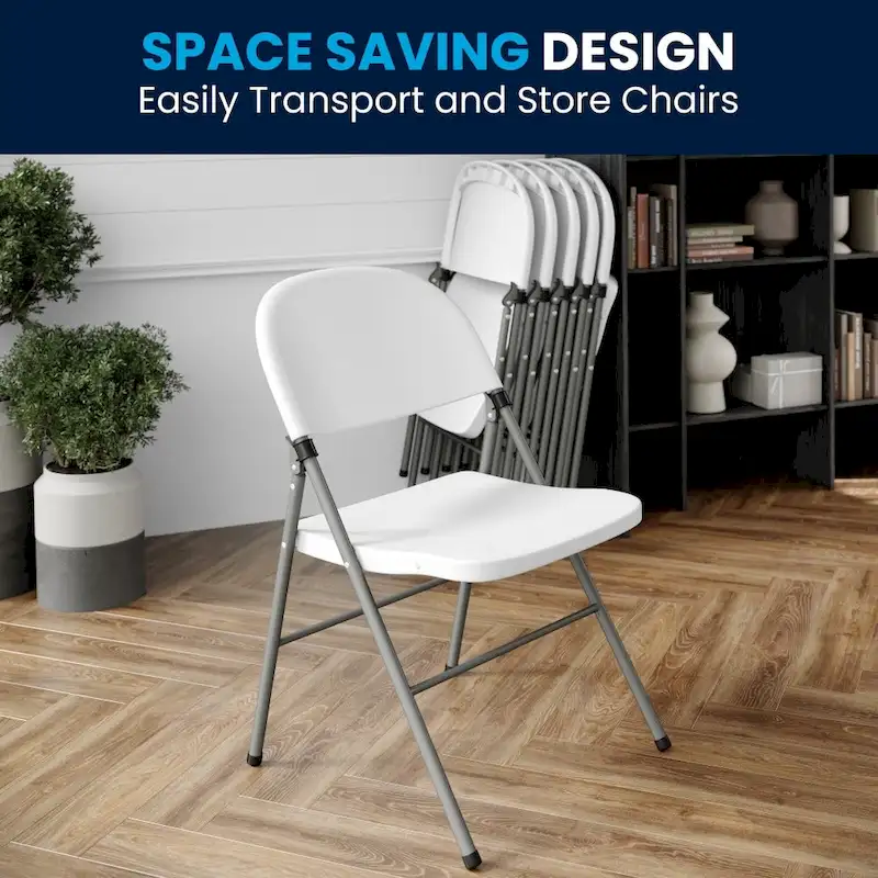 2 PK 330 lb. Capacity Plastic Folding Chair with Charcoal Frame