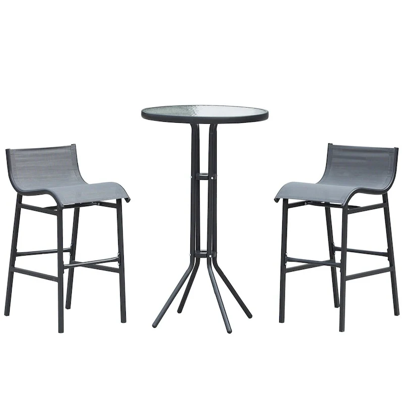 Outsunny 3 Piece Bar Height Outdoor Bistro Set for 2