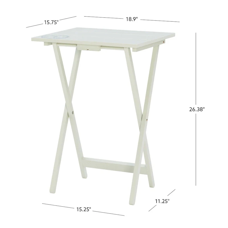 Compass Solid Wood 5 Piece Folding Snack TV Tray Set in Light Grey