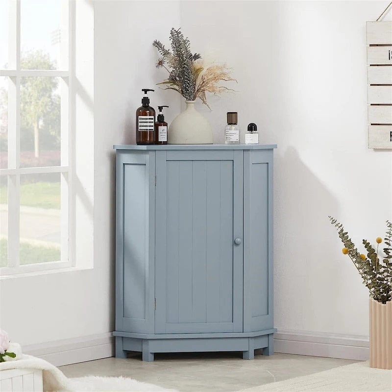Bathroom Storage Cabinet with Adjustable Shelves,Free Standing Corner Cabinet with Single Door,Freestanding Floor Cabinet