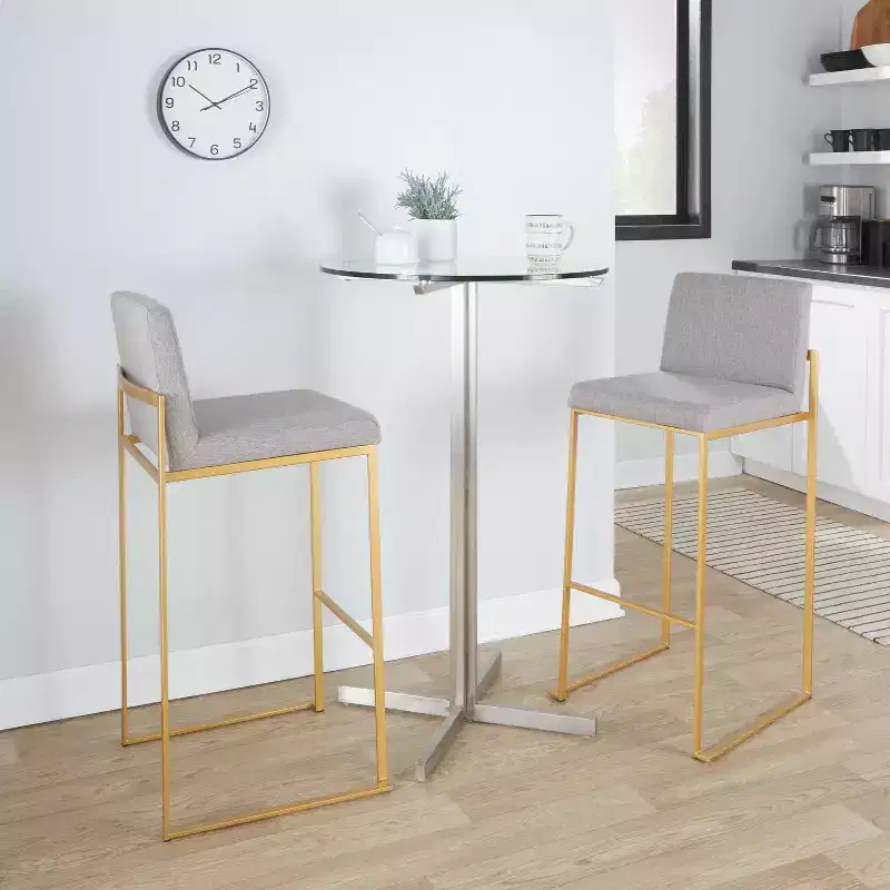 LumiSource Set of 3 Fuji High Back Barstools Fabric