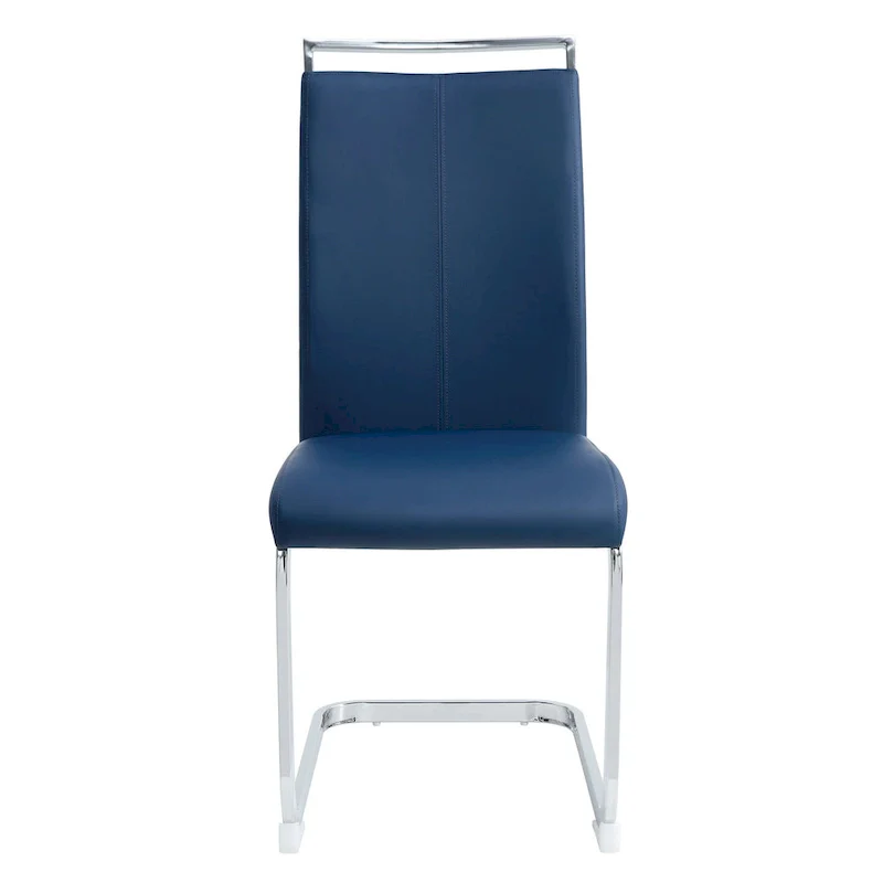 Set of 4 Modern Dining Chairs,High Back Side Chair with C-shaped Tube Chrome Metal Legs