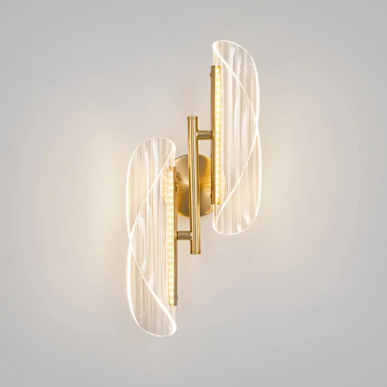 Art Deco Gold Metal and Acrylic LED Wall Sconce