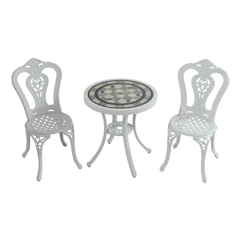 3-Piece Cast Aluminum Bistro Table and Chairs Set