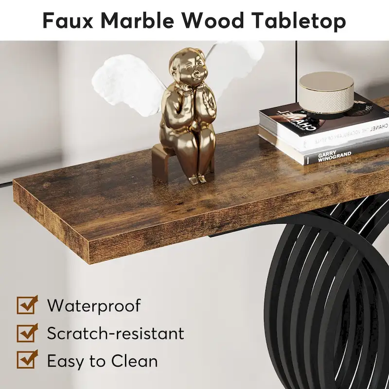 Modern Entryway Table, 39-Inch Console Accent Table, Narrow Wood Sofa Foyer Table