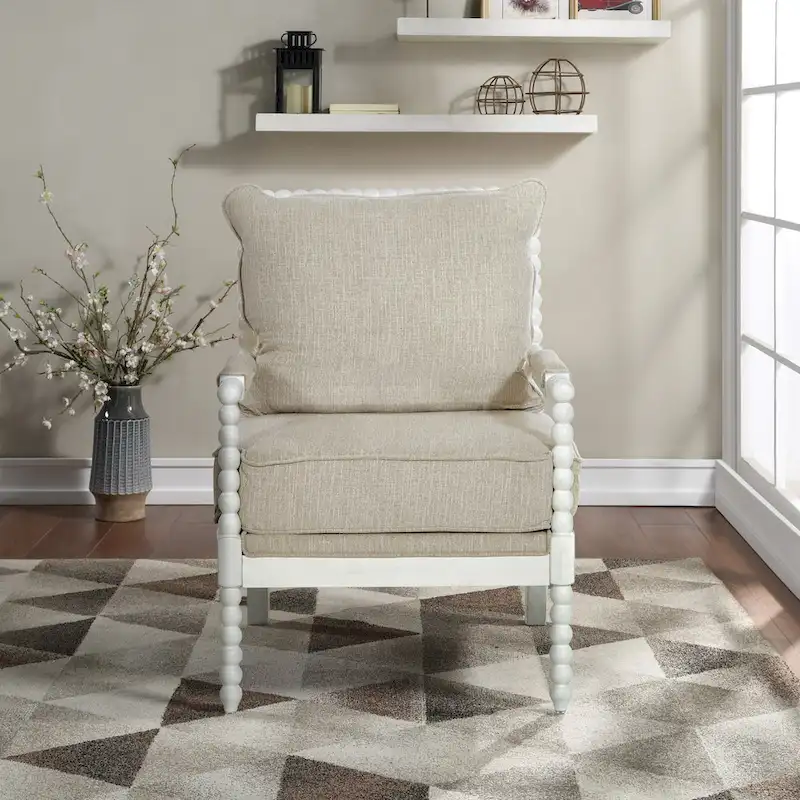 Kaylee Spindle Chair in Fabric with White Frame