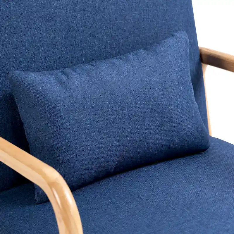 Mid Century Modern Upholstered Accent Chair with Pillow