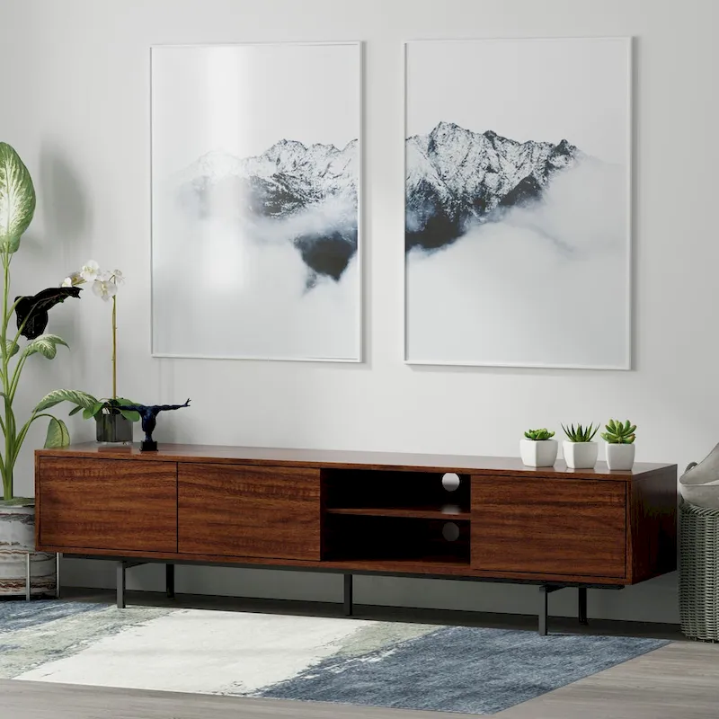 Glenwillow Home Atlas 78  x 20  Lowboy Mid-Century Modern TV Stand Console