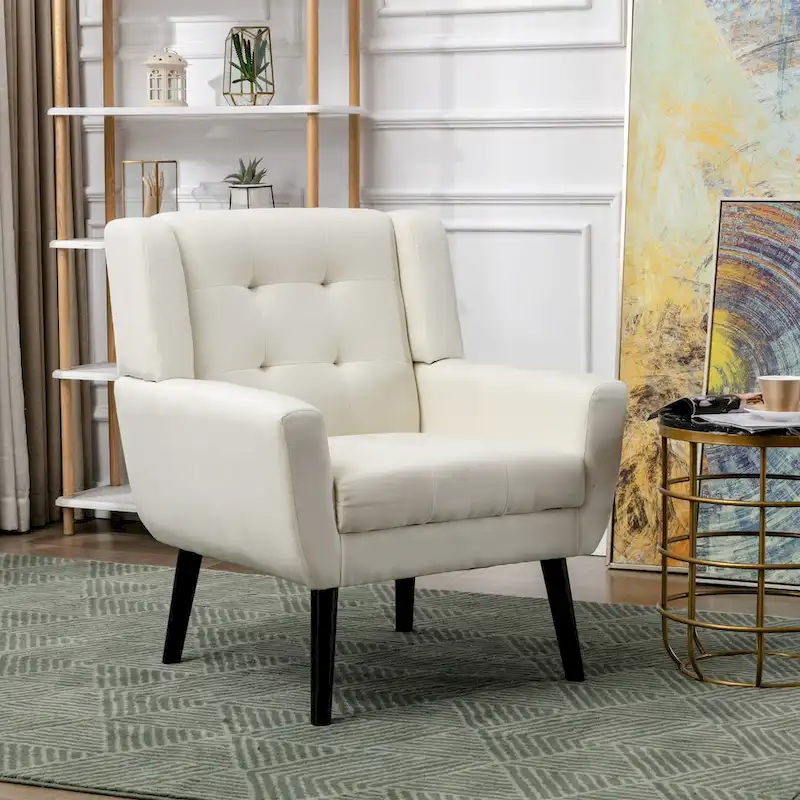 Modern Ergonomic Accent Chair with Black Legs for Indoor Home Use