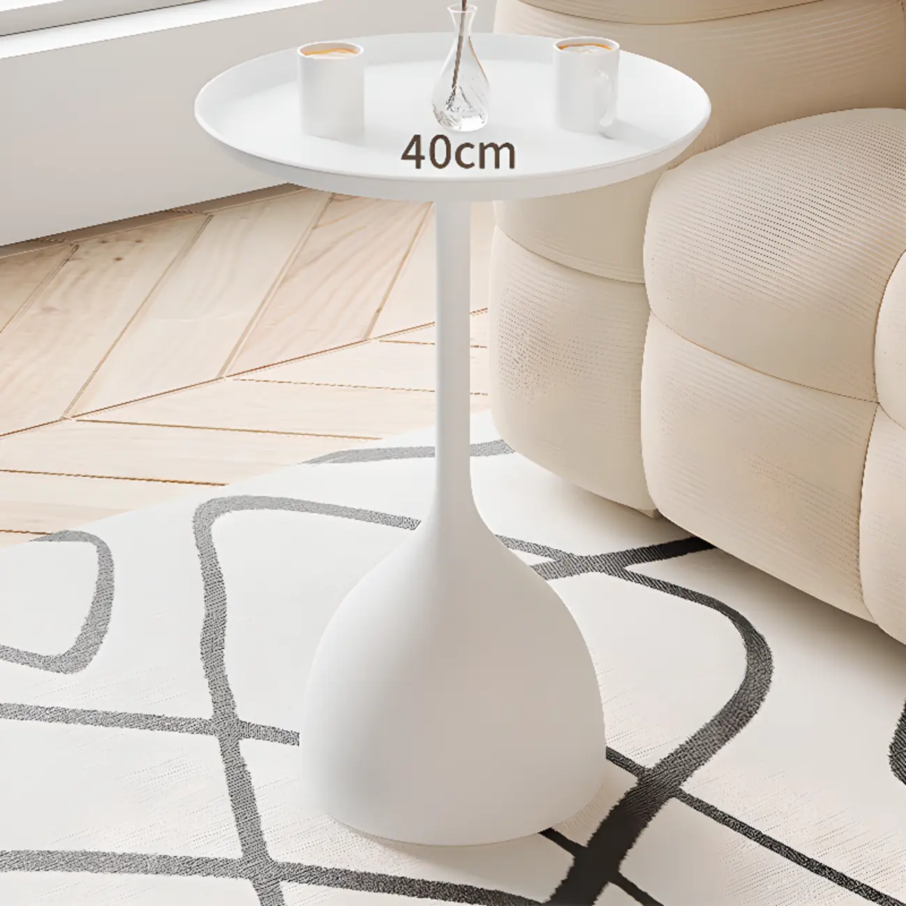 Metal Tray Top Black Side Table with Storage for Living Room