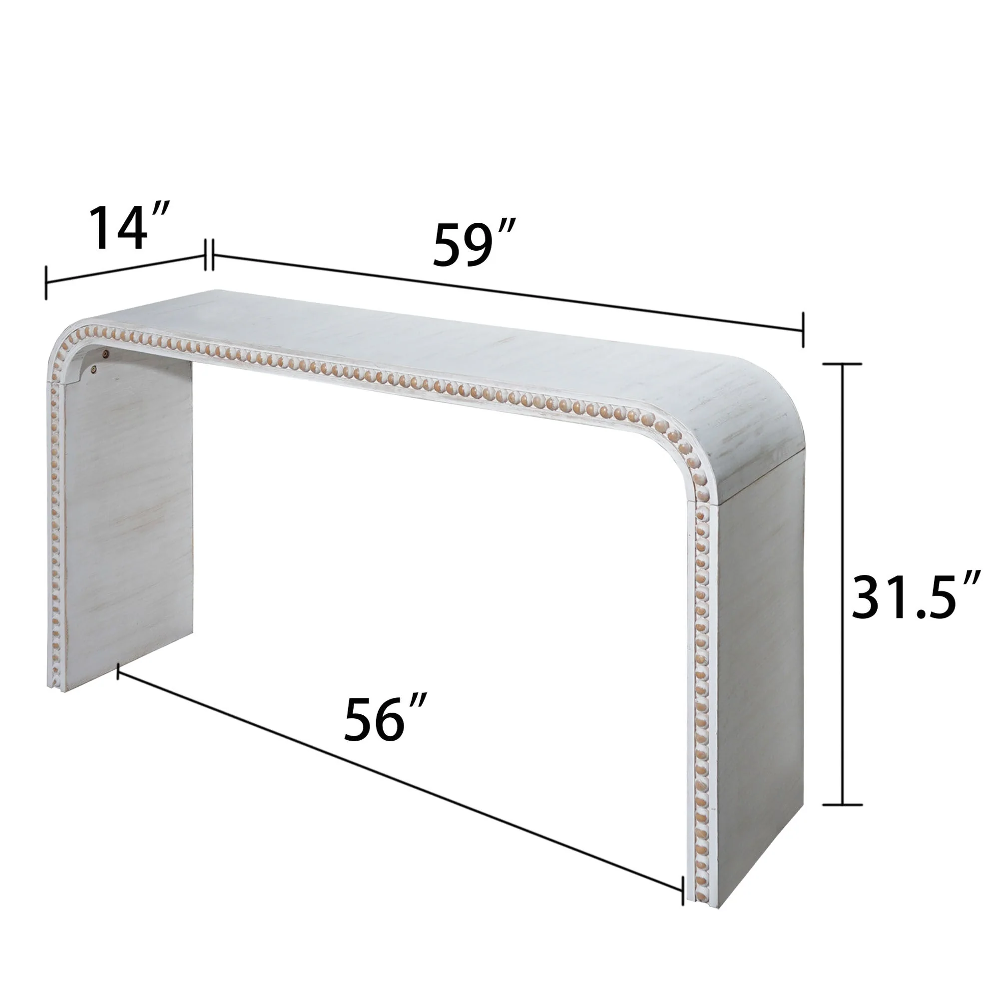 Walker Edison | Curve Design Washed White 59 Entryway Console Table