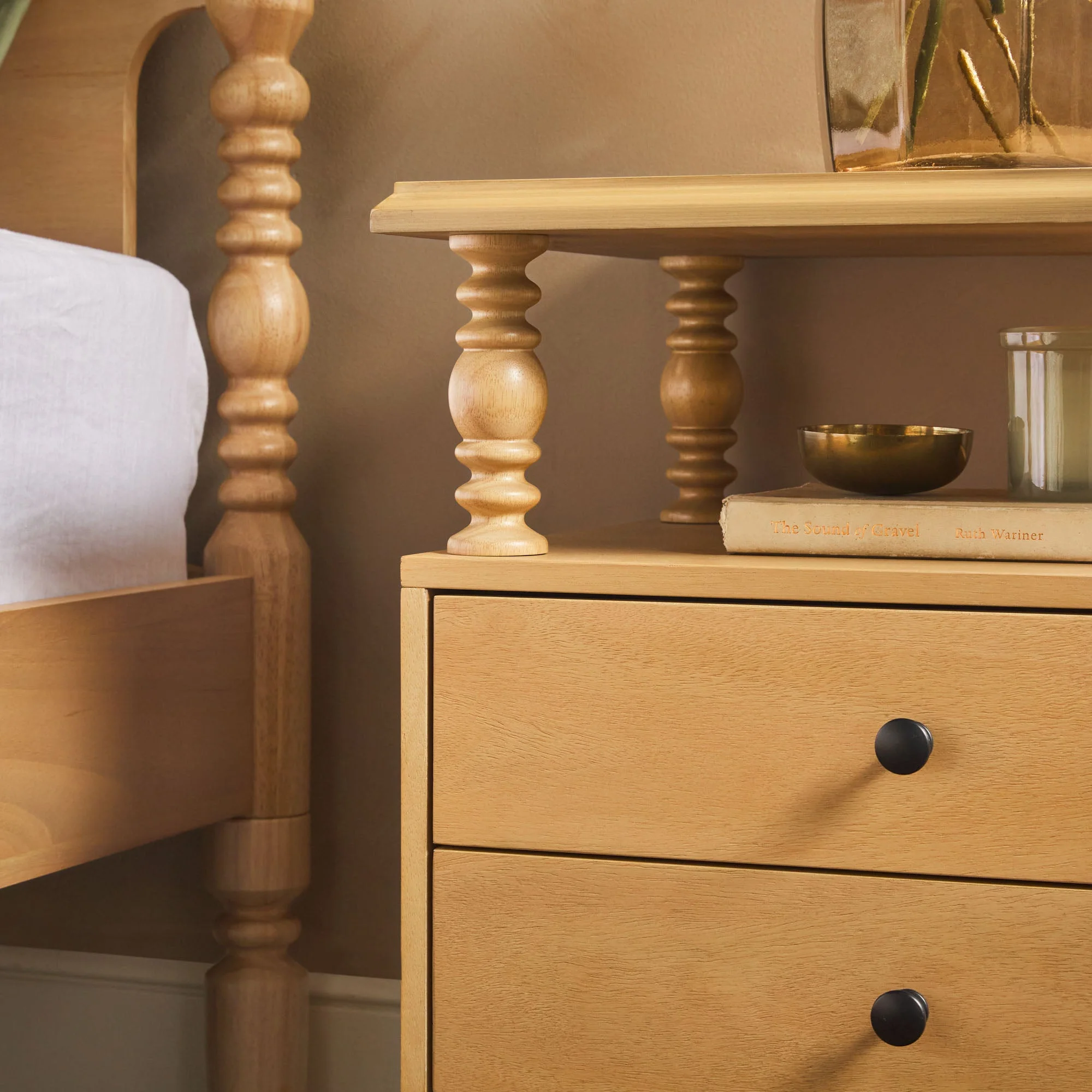 Traditional Vivienne Easy Assembly Solid Wood Nightstand