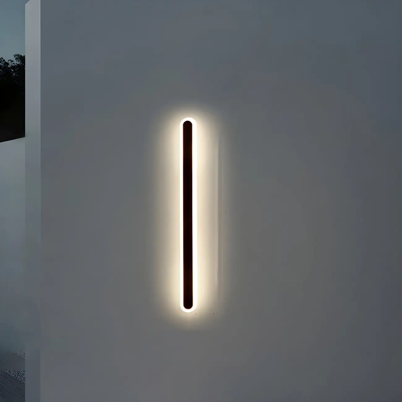 Modern Slim Oval Natural Light LED Outdoor Wall Light