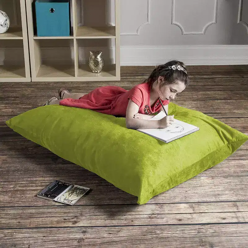 3.5 ft Kids Bean Bag Floor Pillow – Microsuede, Seats 1 (Blueberry / Cherry / Fuchsia / Grape / Lime / Pumpkin)