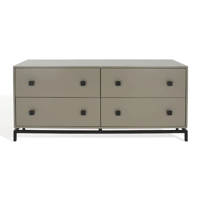 4-Drawer Dresser with Gold Accents - White/Taupe/Black