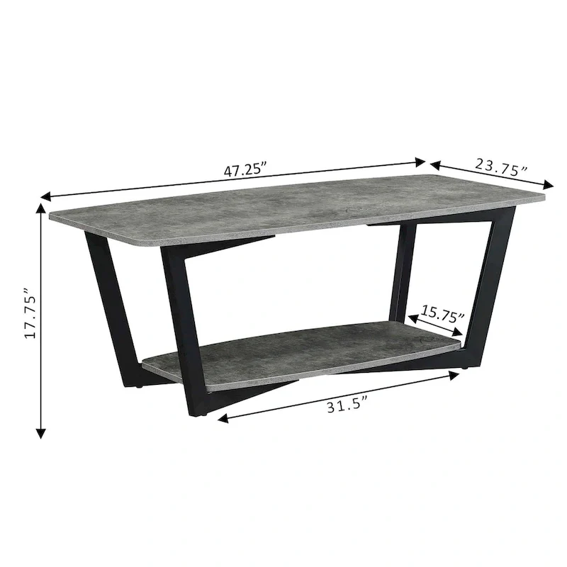Convenience Concepts Graystone Coffee Table with Shelf