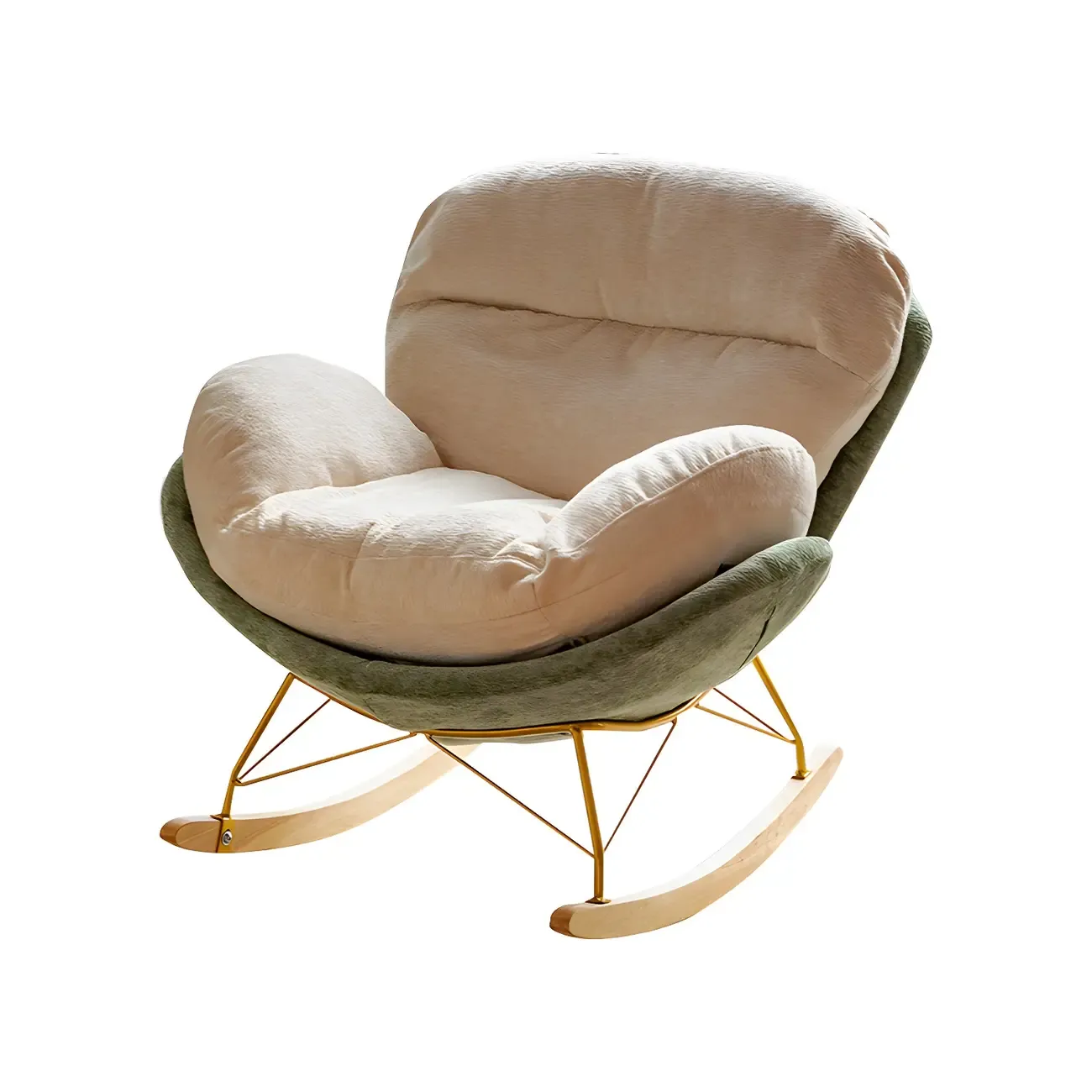 Modern Velvet Upholstered Rocking Chair with Wood Legs