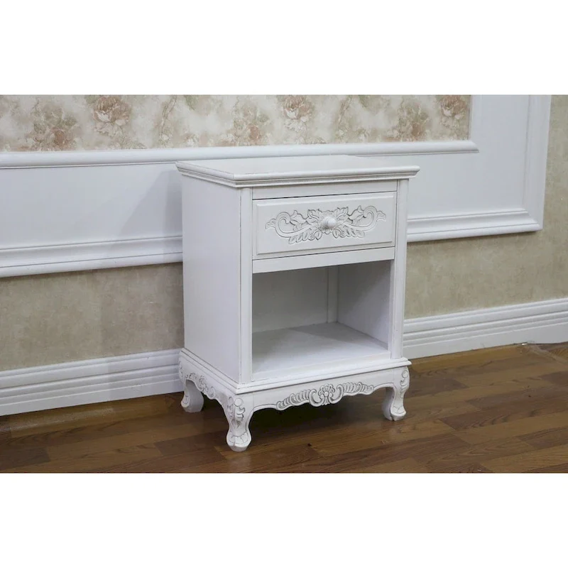 Windsor Carved Wood 1-Drawer Night Stand