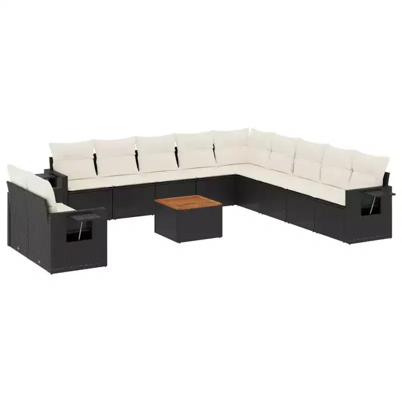 vidaXL Garden Sofa Set Black, Cream white