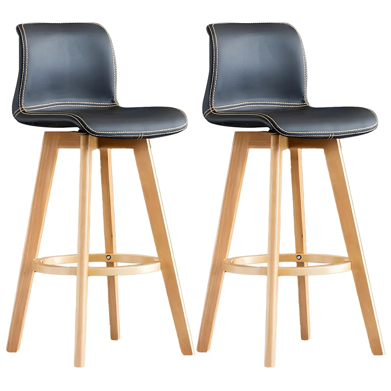 Mid-Century Distressed Leather Swivel Bar Stool with Back