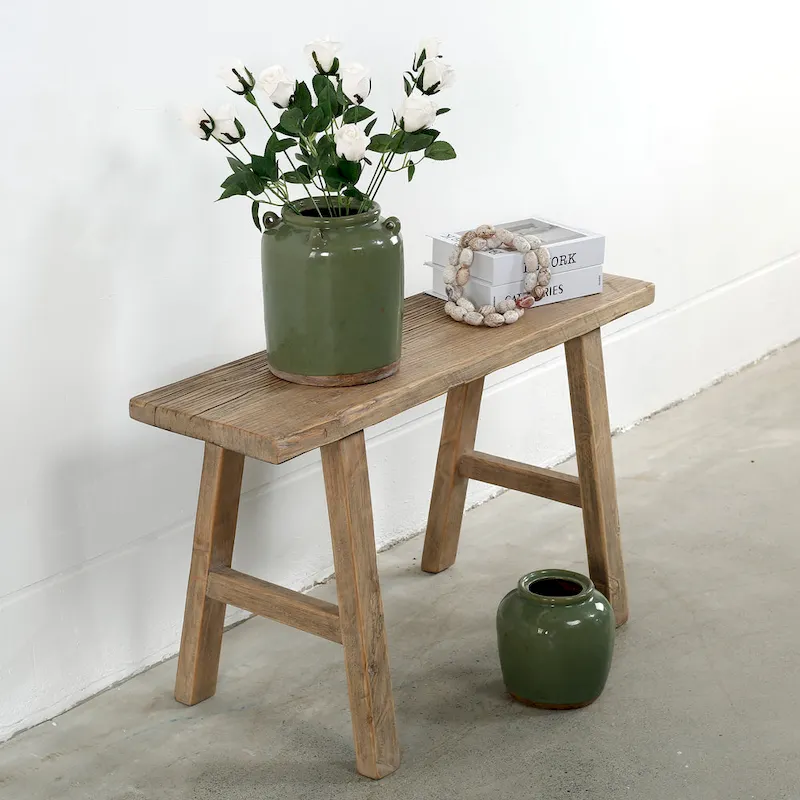 Artissance 35 Long 10 Wide Elmwood Bench, Natural Wood - 8' x 11'