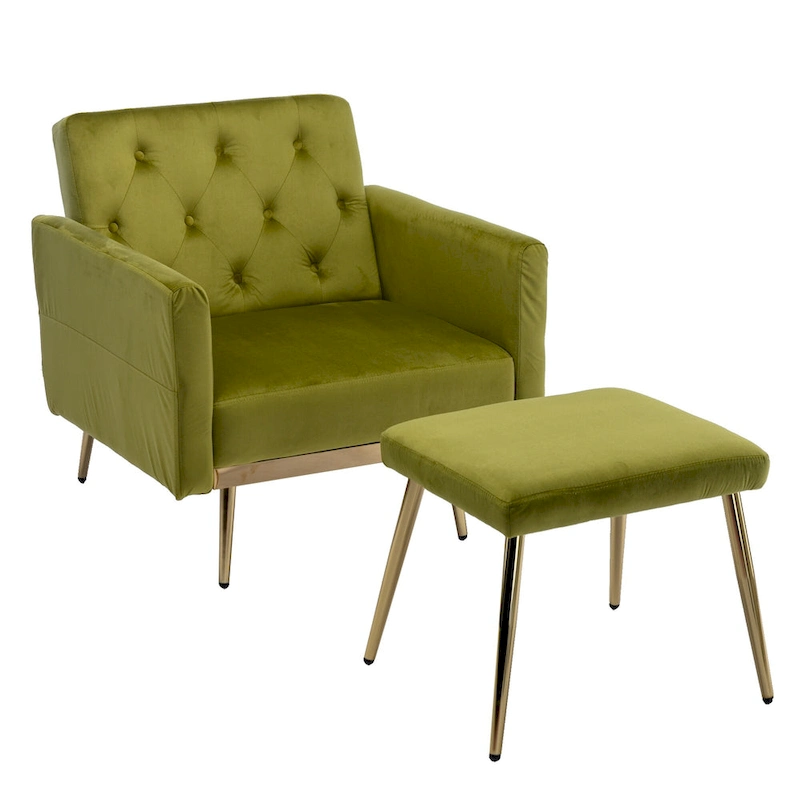 Olive Green 32.28 Tufted Accent Chair with Ottoman