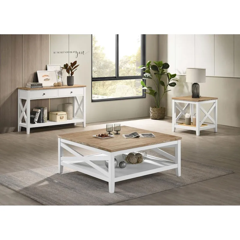 Briggston Brown and White Square Coffee Table