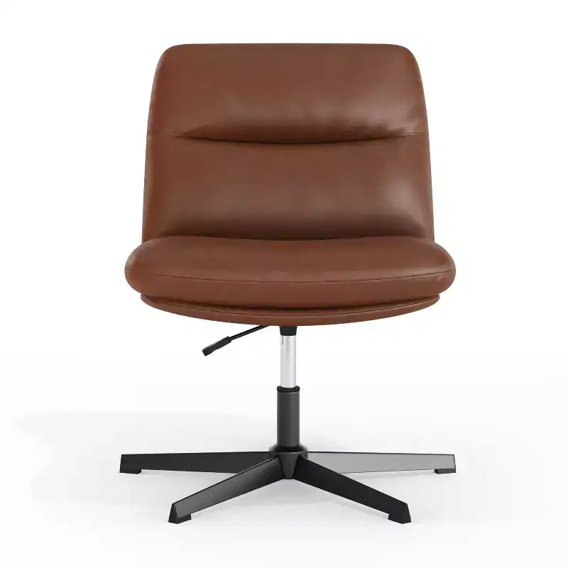 Merrick Lane Mid-Back Height-Adjustable Stationary Armless Swivel Office Chair - Padded Upholstered Wide Back and Seat, Strong Frame