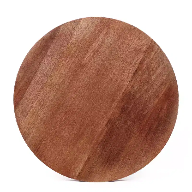 Brown Round Mango Wood End Table, Pedestal Base, Single