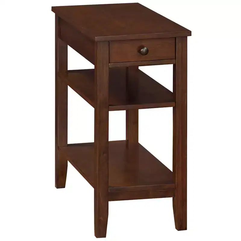 HomeStock 24 in.H Brown Color Rectangle Wood Table Top End Table 1 -piece