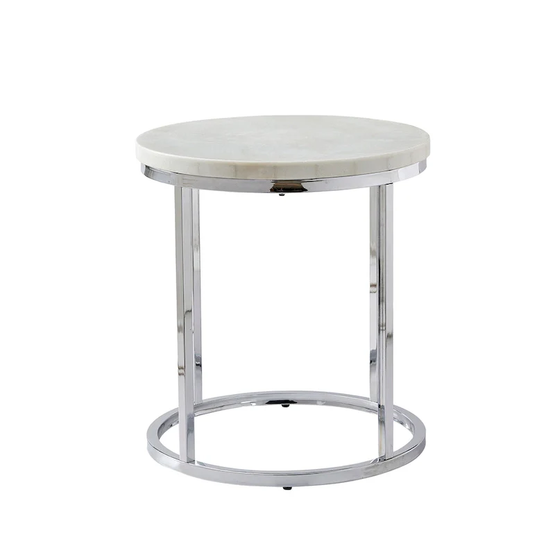 Steve Silver Eden White Marble Top Round Side Table