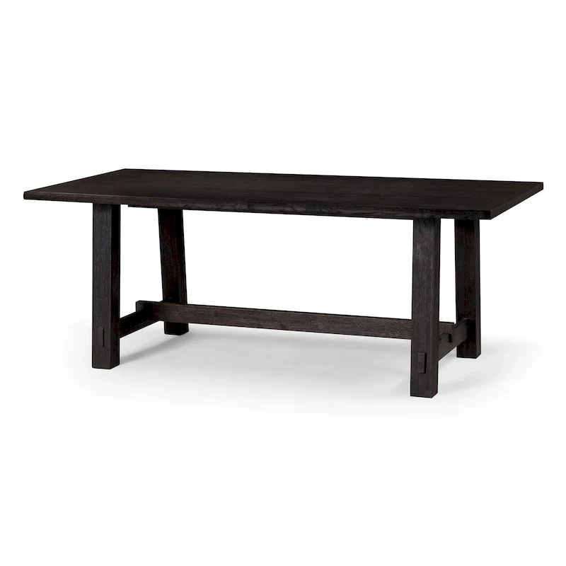 Rectangular Wooden Dining Table (Weathered Black Finish)
