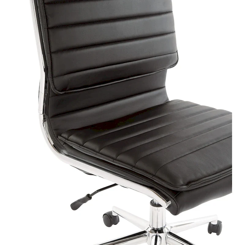Armless Mid Back Professional Managers Faux Leather Chair with Chrome Base