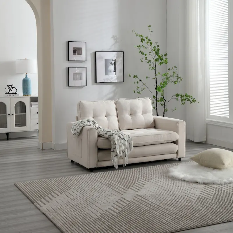 3 Fold Velvet Sofa,Convertible Sleeper Sofabed with Pull Out Couch Bed