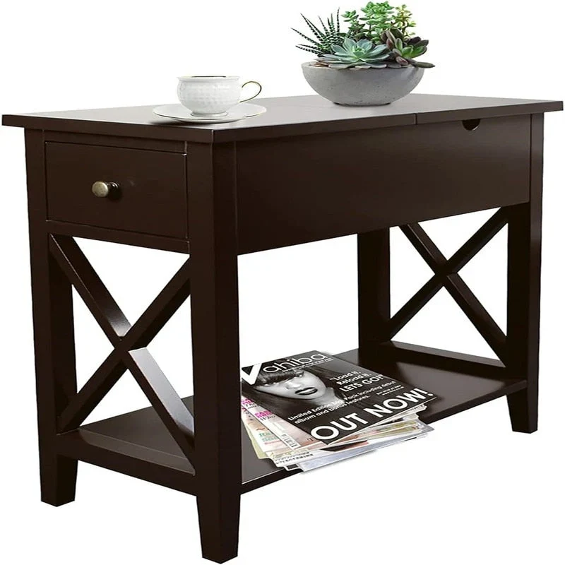Material Flip Top Narrow End Table - 11D x 23.5W x 24H