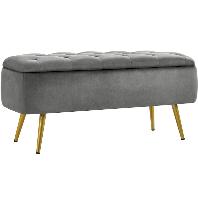 Yaheetech Modern Upholstered Ottoman Footstool Bench with Storage - 42.7