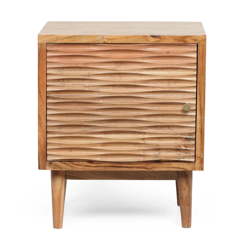 Eakins Handcrafted Boho Acacia Wood Nightstands (Set of 2) by