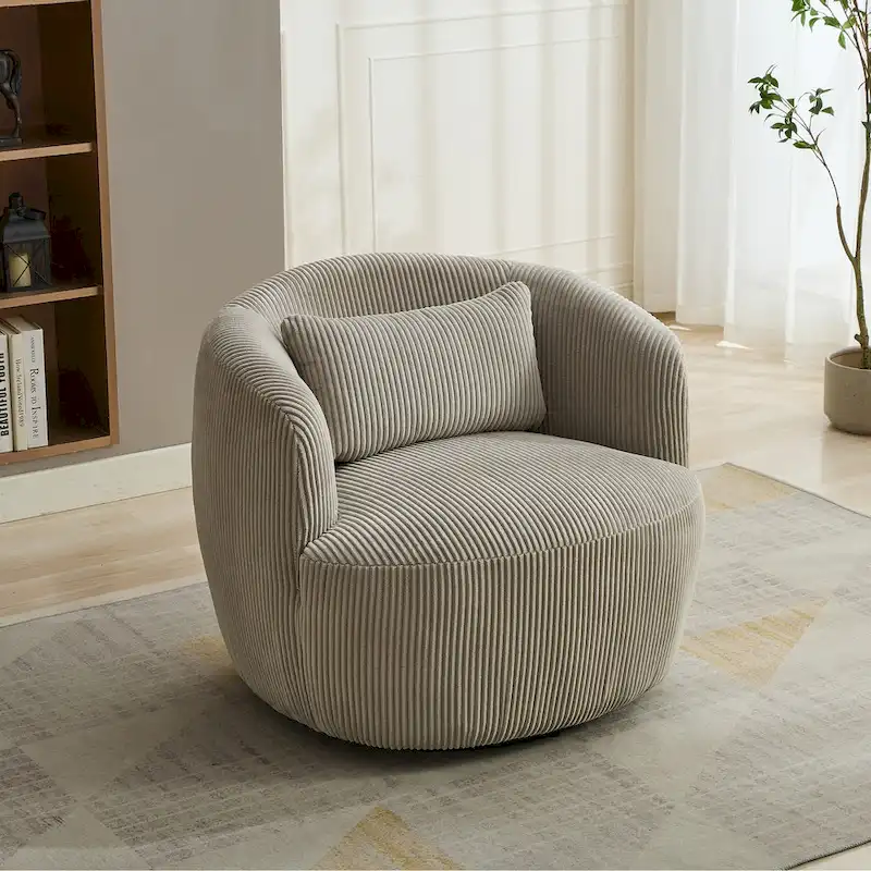 Corduroy Swivel Barrel Chair