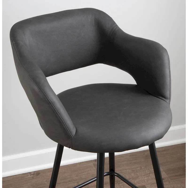 Faux Leather Bar Stools (Set of 2) - N/A