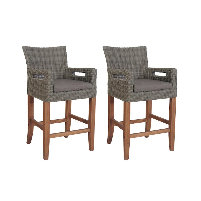 Eilaf Counter Height Wicker & Eucalyptus with Olefin Cushion, 2pk.