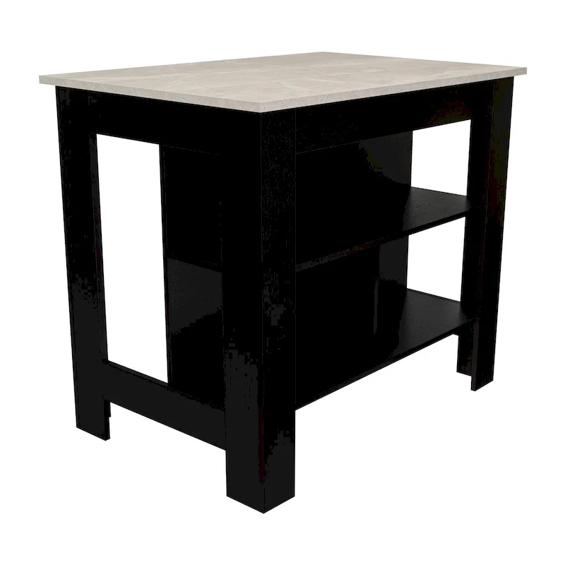 3-Shelf Wooden Casual Kitchen Island