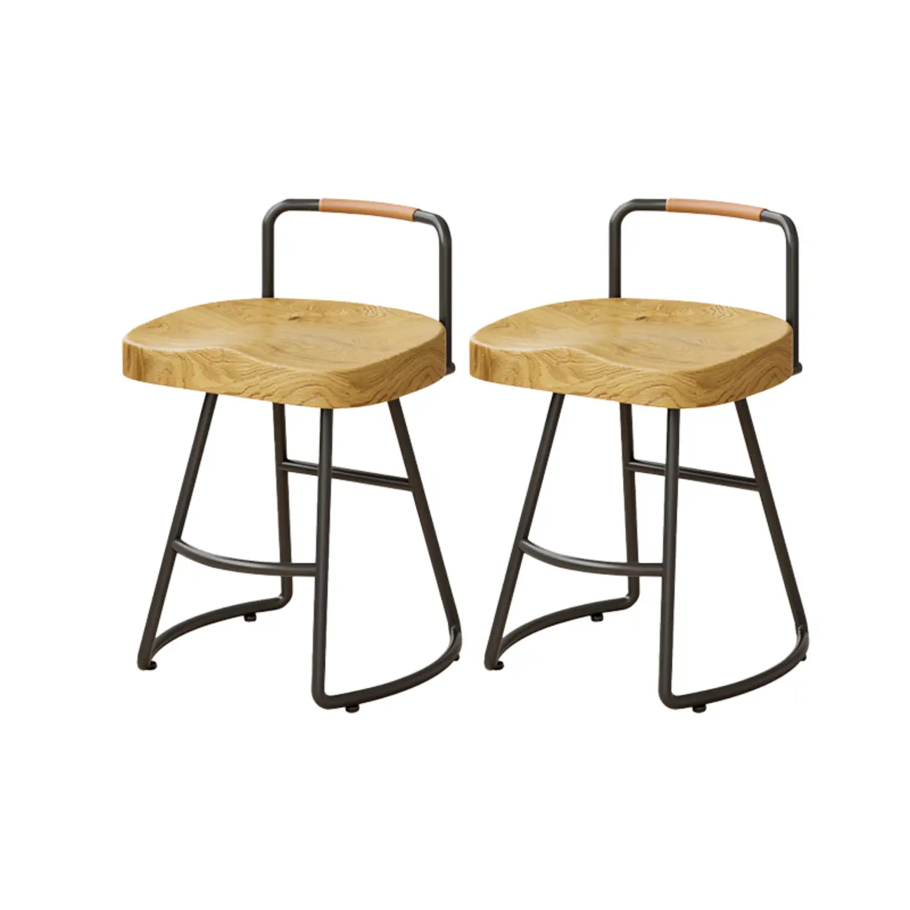 Modern Nordic Solid Wood Bar Stool Set of 2