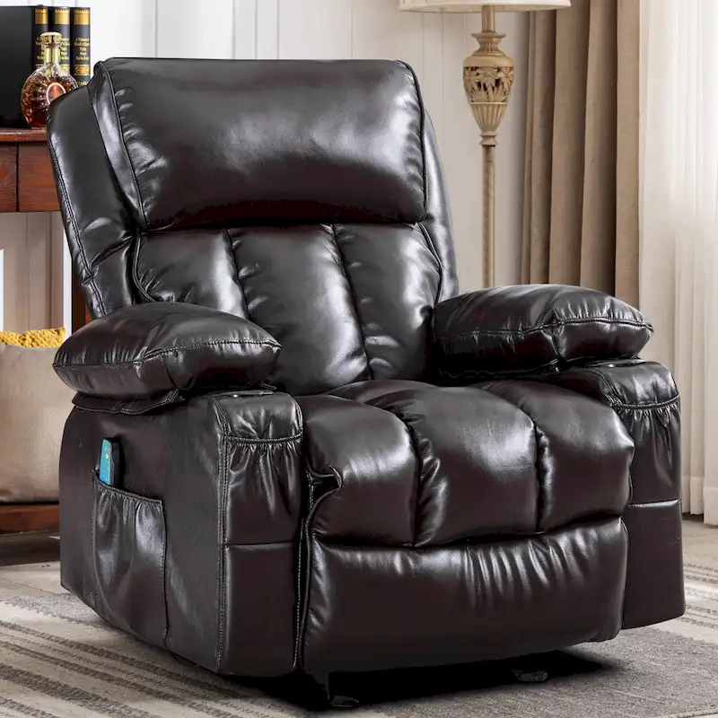 Faux leather Massage Recliner Chair, Rocker Recliner, Heat Function